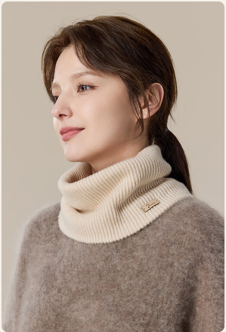 JIUMU Pure Wool Warm Neck Gaiter for Women, Autumn And Winter Thickened Cold-Proof Neck Protector, Winter Outdoor Scarf for Wome 15