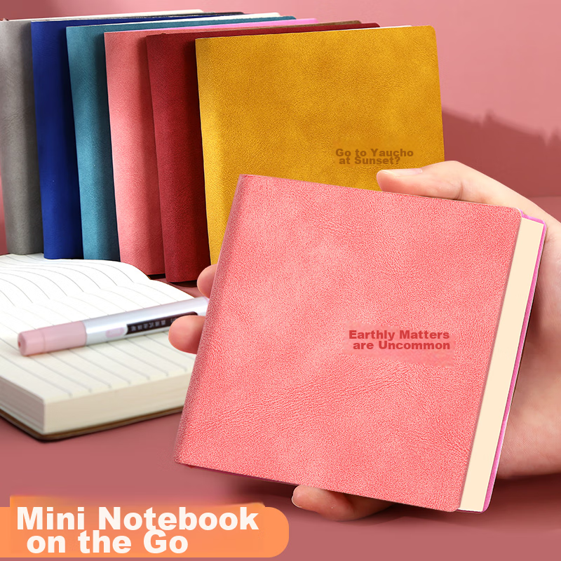 Faramon 3-Pack Thick Square Notebook Pocket Notebook Small Notepad Portable Carry-On Journal Stationery Diary (Pink Yellow) Ruled Style