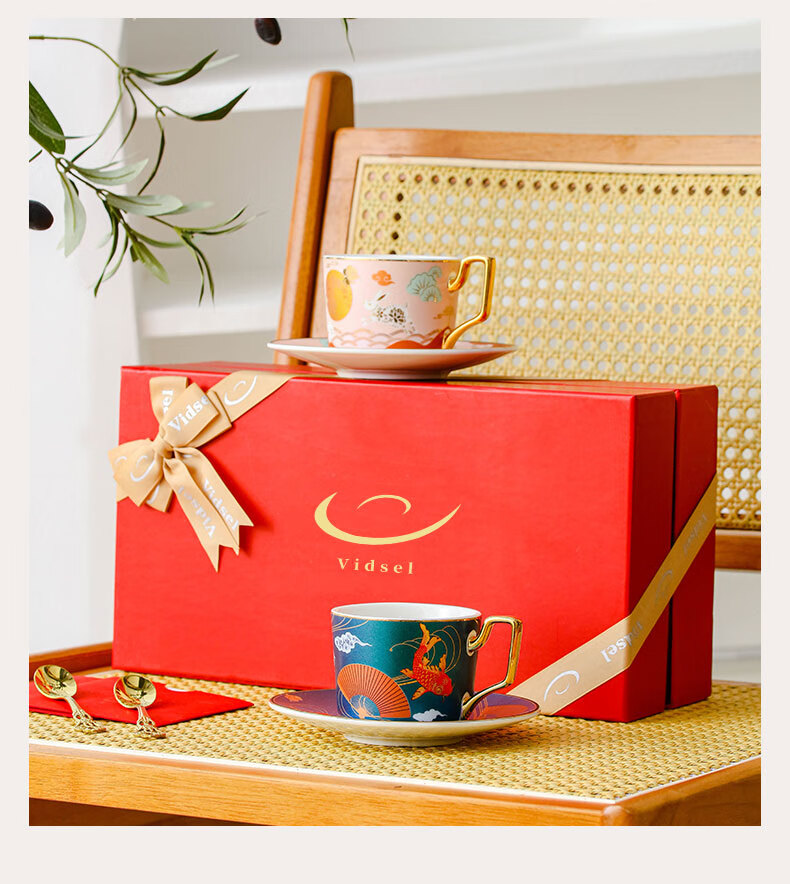 Vidsel Premium Coffee Cup Gift Set, Wedding Present, Luxurious Couple Cups, Housewarming Gift 7