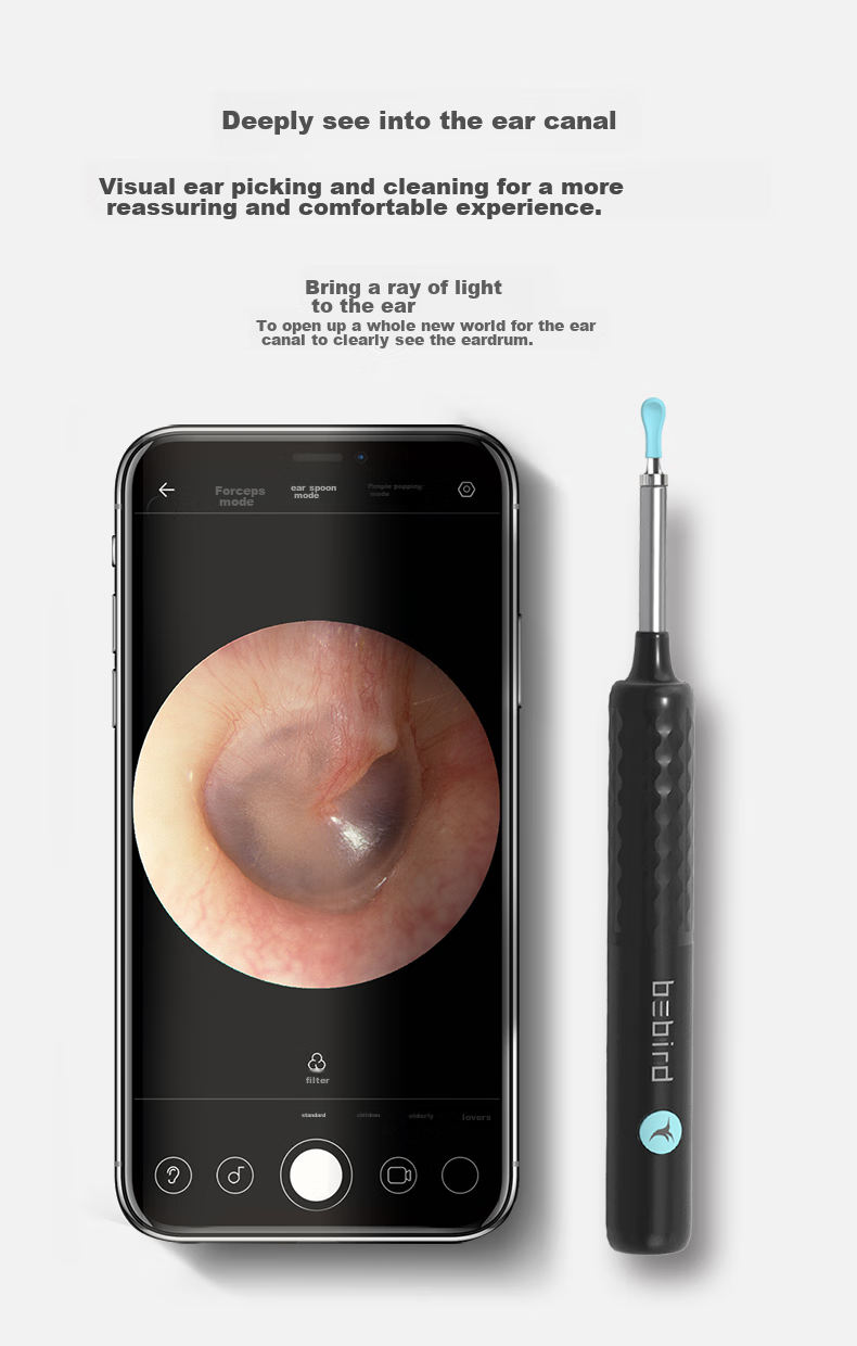 Bebird Intelligent Visual Ear Pick, Ear Cleaning Stick, Ear Cleaning Tool, High-Definition Luminous Ear Spoon, Tool Set, X3 Black 4