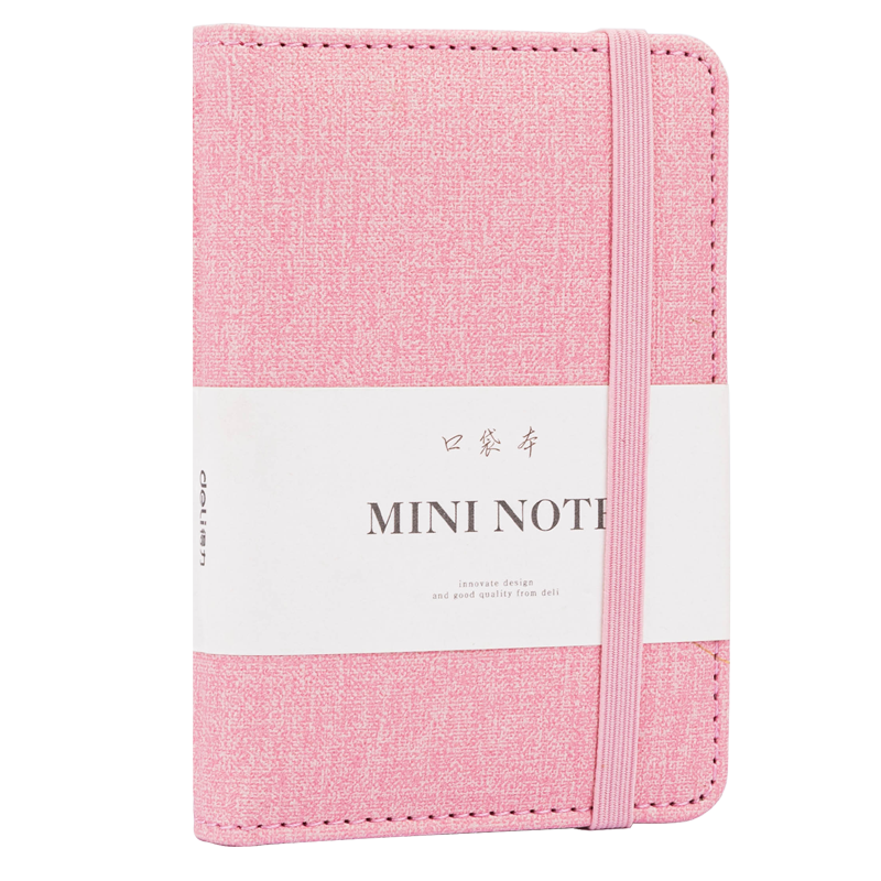 Deli A7/96 Portable Pocket Notebook, Creative Mini Student Notepad Journal Vocabulary Book, 22235 Light Pink