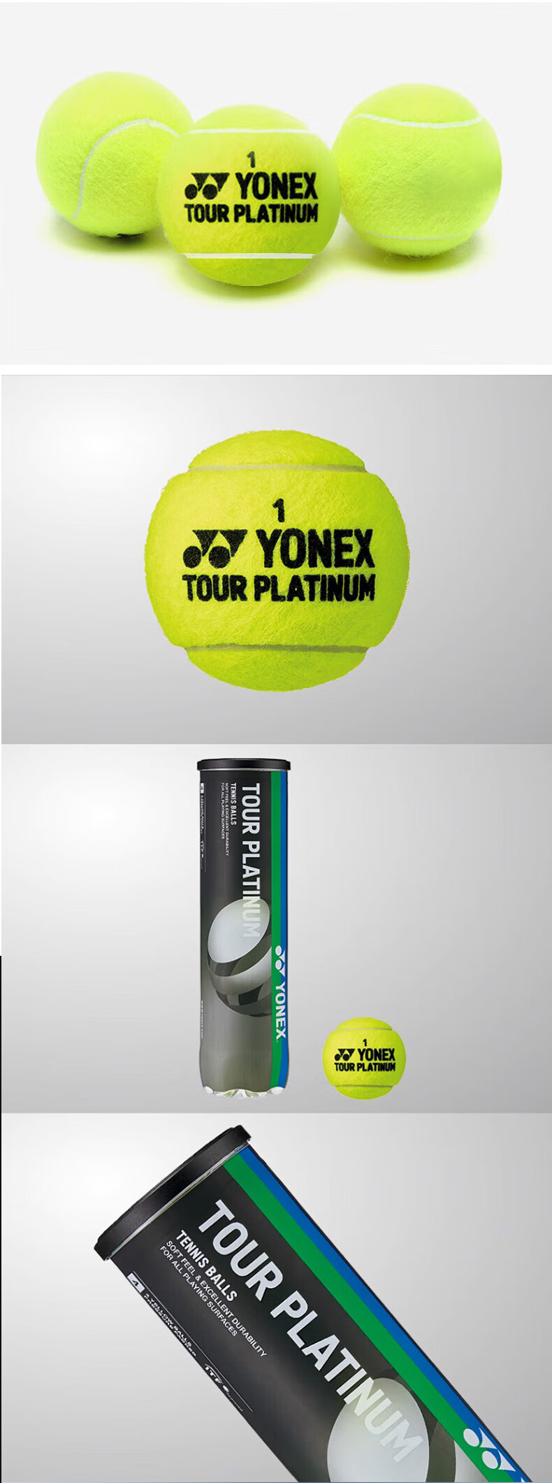 Yonex Yonex Tennis Professional Match High Elastic Durable Pressurized Balls TB-TP4 Yellow 2 Cans 8 Balls Pack 5