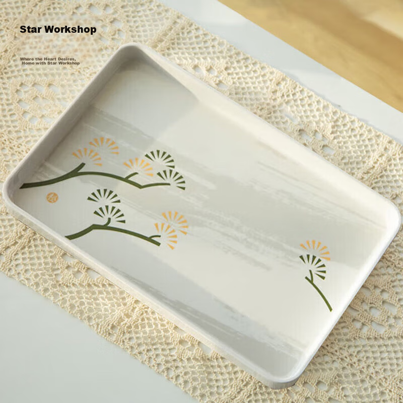 Xingfang Rectangular Straight-Edge Small Tray 30*20cm, Breakfast Plate, Living Room Snack And Fruit Plate, Thickened Melamine