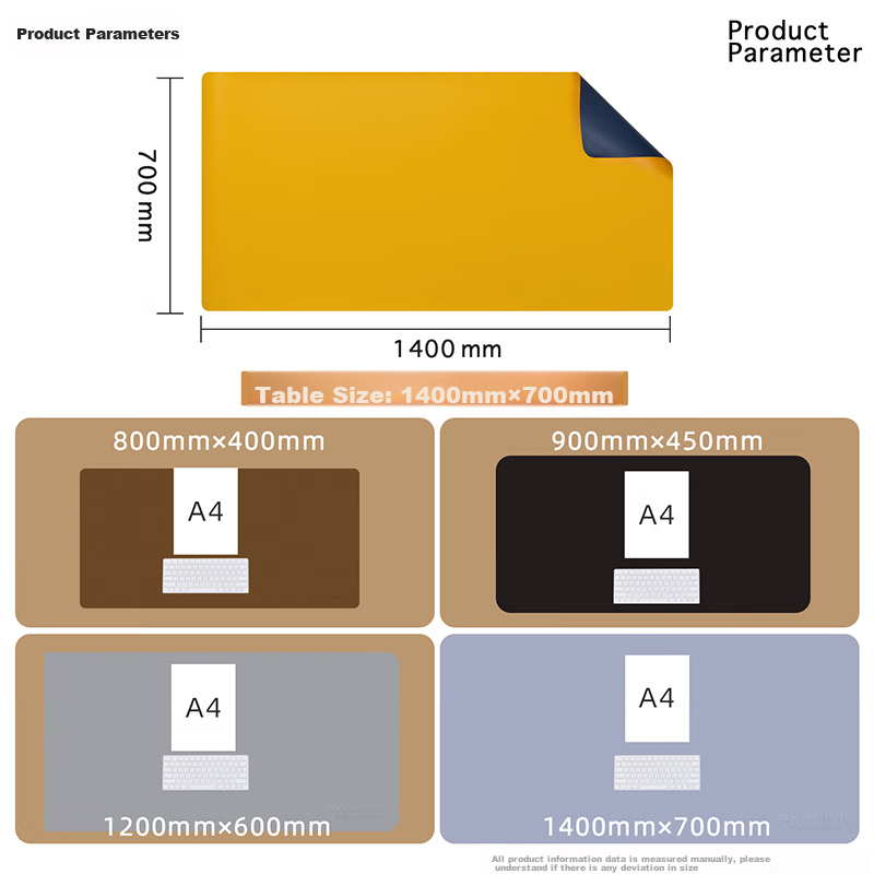 EXCO 1.4-Meter Blue And Yellow Double-Sided Waterproof Leather Mouse Pad, Study Desk Mat, Computer Office Desk Mat, Extra Large Gaming Keyboard Pad, Leather Computer Desk Cover 9789 10