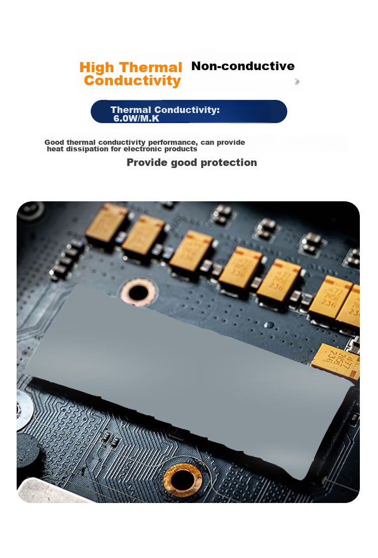 NVV M.2 SSD Thermal Paste Pad, Cooling Silicone Pad, Heat Conductive Silicone Gasket for SSD North Bridge, TC-61X with Thermal Conductivity of 6.0W 4