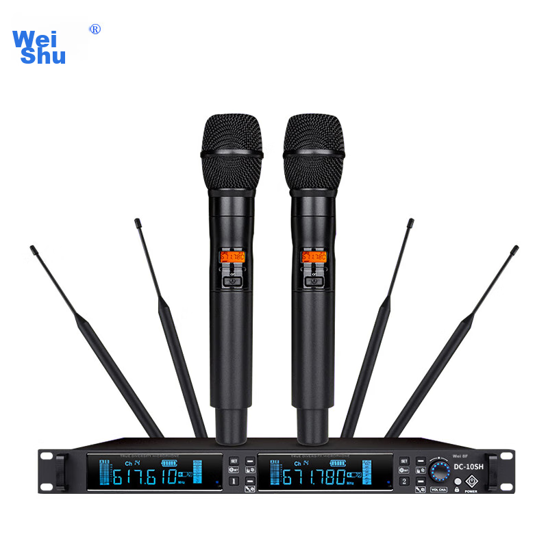 Weishu DC-10SH True Diversity Professional U-Segment Anti-Interference Wireless Handheld Microphone, One-To Microphone, 500-Meter Long-Range, for School Fields, Outdoor Performances, Weddings, And Hostings