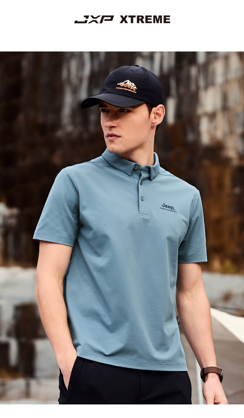 Jeep Quick-Dry Polo Shirt for Men, UPF40+ Sun Protection Short-Sleeve T-Shirt, Men's Outdoor Collared Quick-Dry Shirt, 9905 Navy Blue, 4XL 16