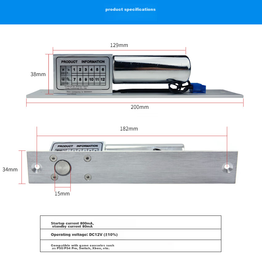 Yikatong Access Control Electric Lock, Double-Opening Electric Lock for Glass Doors, Door Access Control Lock, Sliding Glass Door Electric Lock, Room Temperature Electric Lock, Easy to Replace without Distinction of Positive And Negative Poles 2