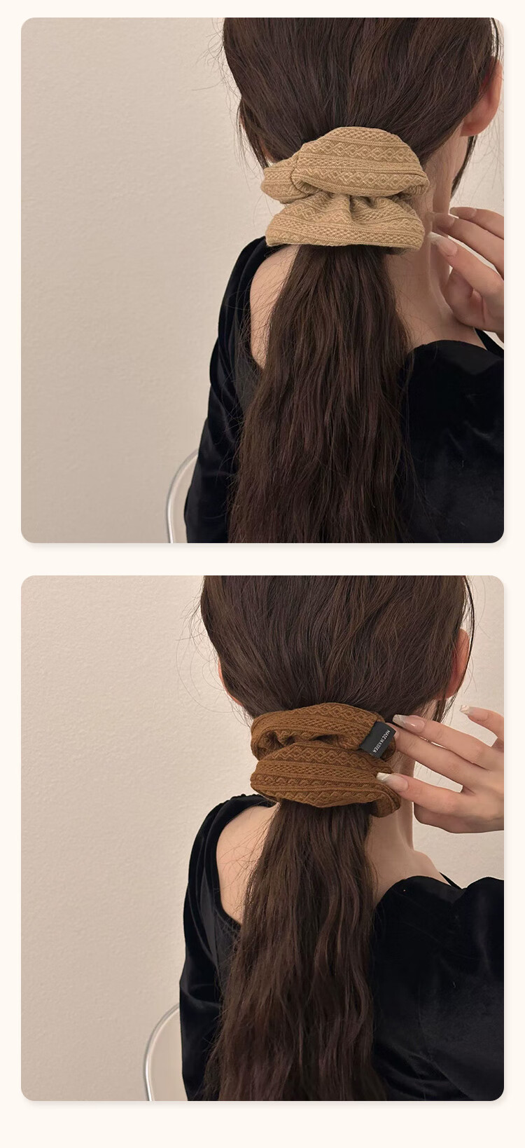 Liqing French Vintage Pig Intestine Hair Tie [3 Pieces], High Ponytail Bun Hair Tie, Chubby Hair Band, Elastic Band, Rubber Band 1