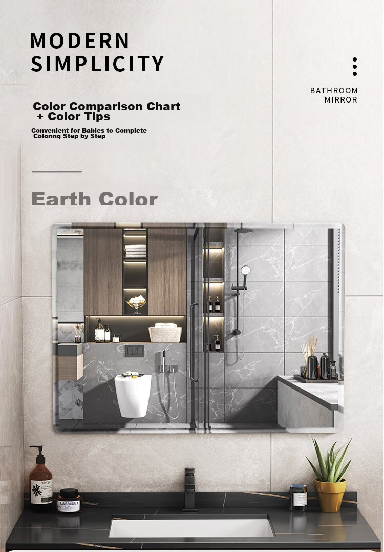 Anerya Bathroom Mirror, Wall-Mounted Self-Adhesive Mirror without Drilling, Full-Length Mirror for Home And Dormitory Use, Makeup Mirror, 40*60 Cm 2