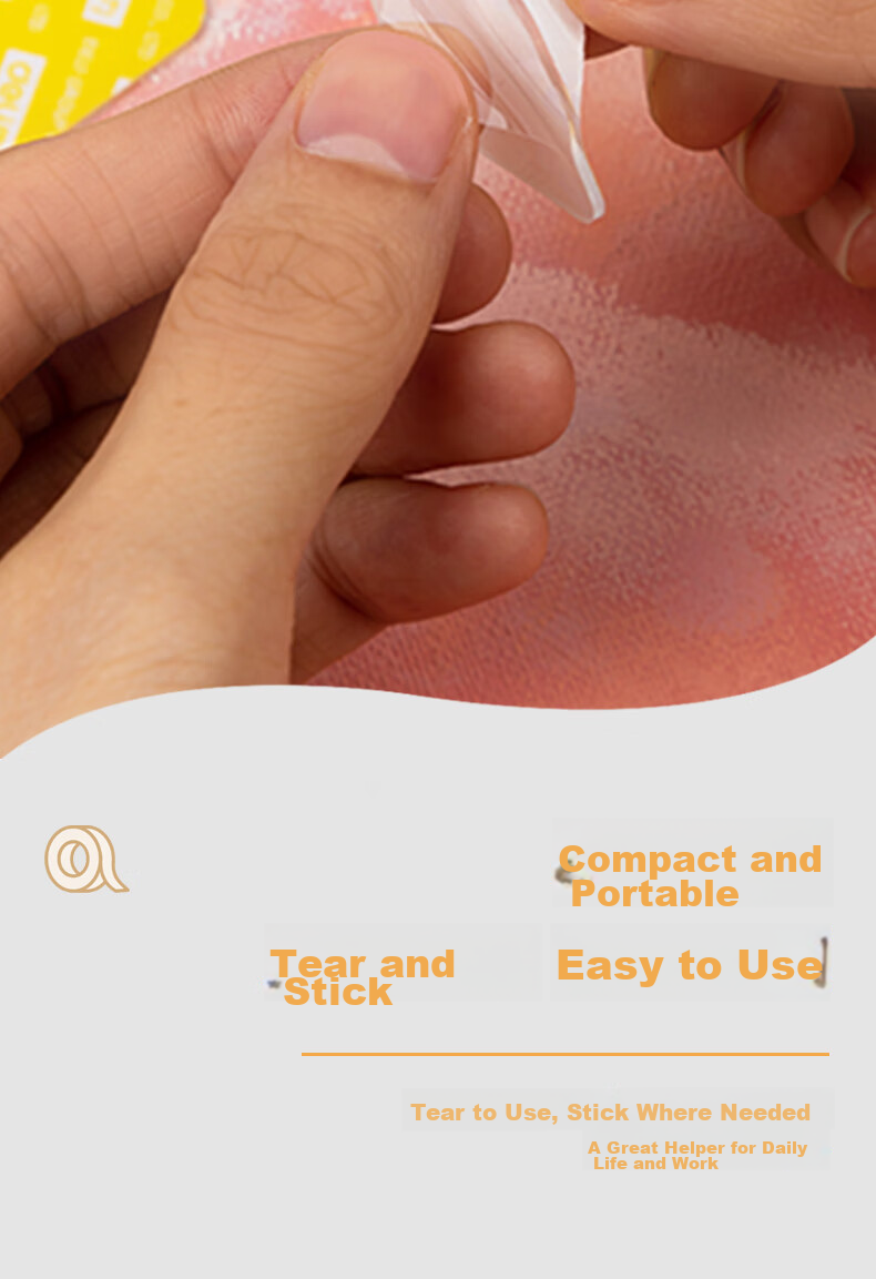 Deli Strong Nano Adhesive Tape, Nail-Free Double-Sided Tape, Transparent Glue, 28mm*28mm, High Viscosity, for Posters And Spring Festival Couplets, 20 Pieces, 33607 7