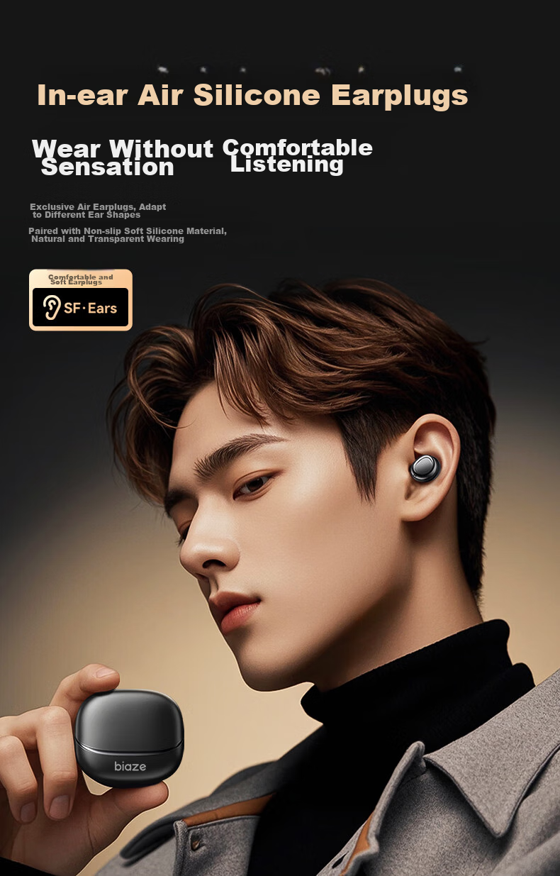 BIAZE Sleep Earphones [Sleep Bean] True Wireless In-Ear Noise-Cancelling Soundproof Hidden Earplugs for Side Sleeping, Pain-Free ASMR, Sports, Gaming, Music, Long Battery Life, Off-White 3