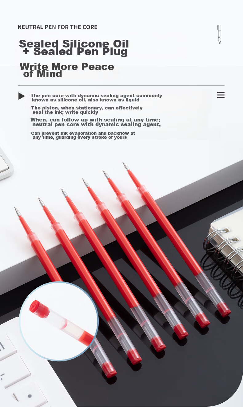 M&G Stationery G-5 Retractable Gel Pen Refill 0.5mm, Signature Pen Refill, Student Quick-Drying ST Tip Pen Refill, Office Supplies, Compatible with 1008/K35/S01, Red, 10 Pieces/box 6