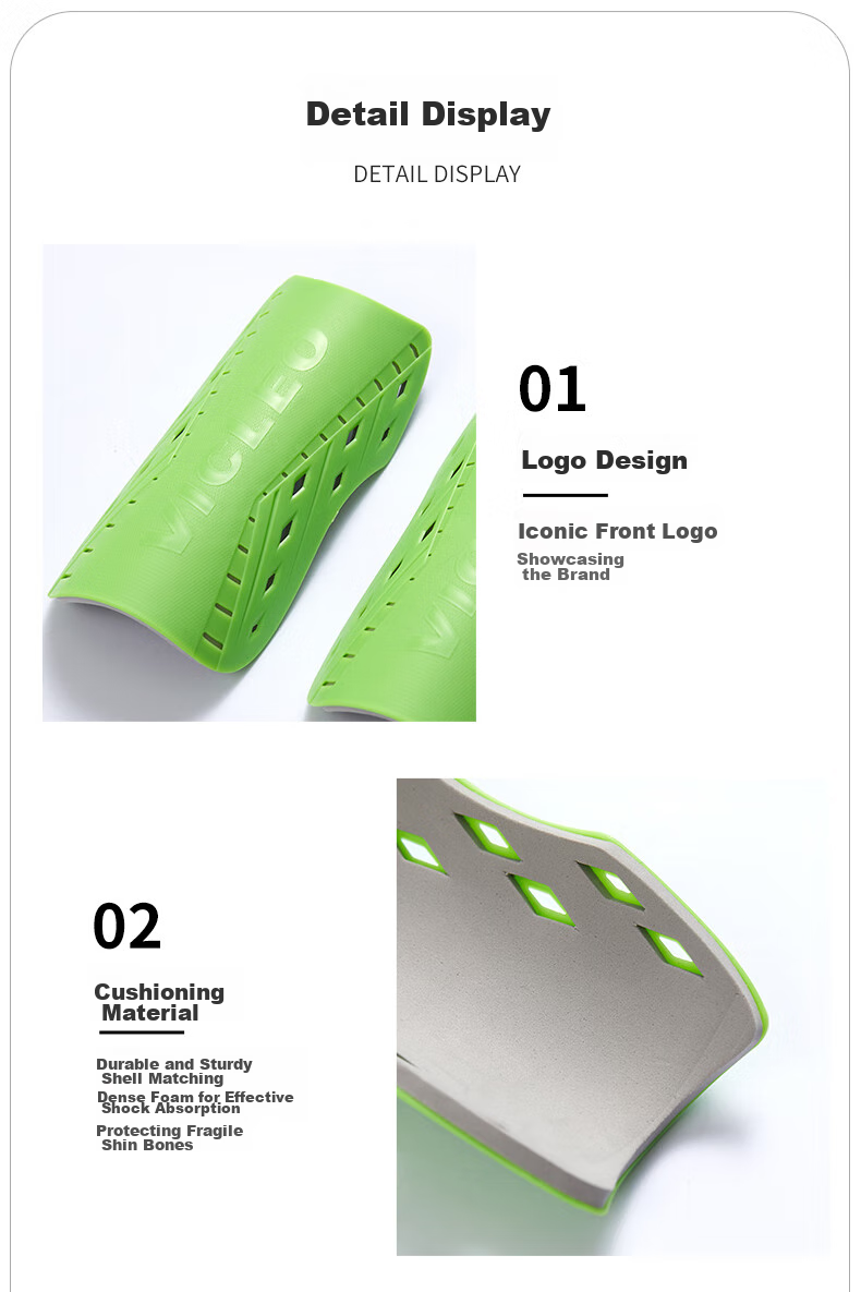 VICLeO Adult And Children's Soccer Shin Guards, Professional Competition Training Leg Protectors, Children's Protective Gear, 3911 Green S 8