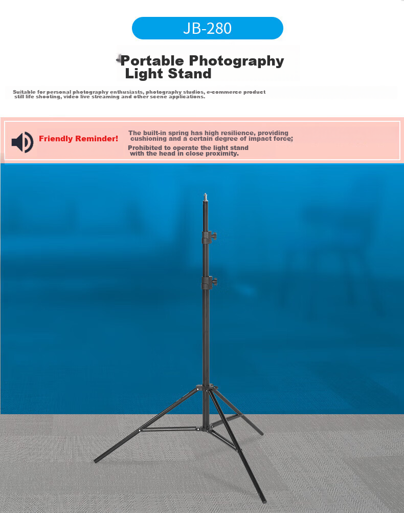 JINBEI EQ Series Portable Aluminum Photography Light Stand, Studio Photography Light Tripod, Outdoor Photography Flash Stand, Live Streaming Photography Light Bracket EQ-250 Steel Pipe Light Stand with Load Capacity of 5KG 1
