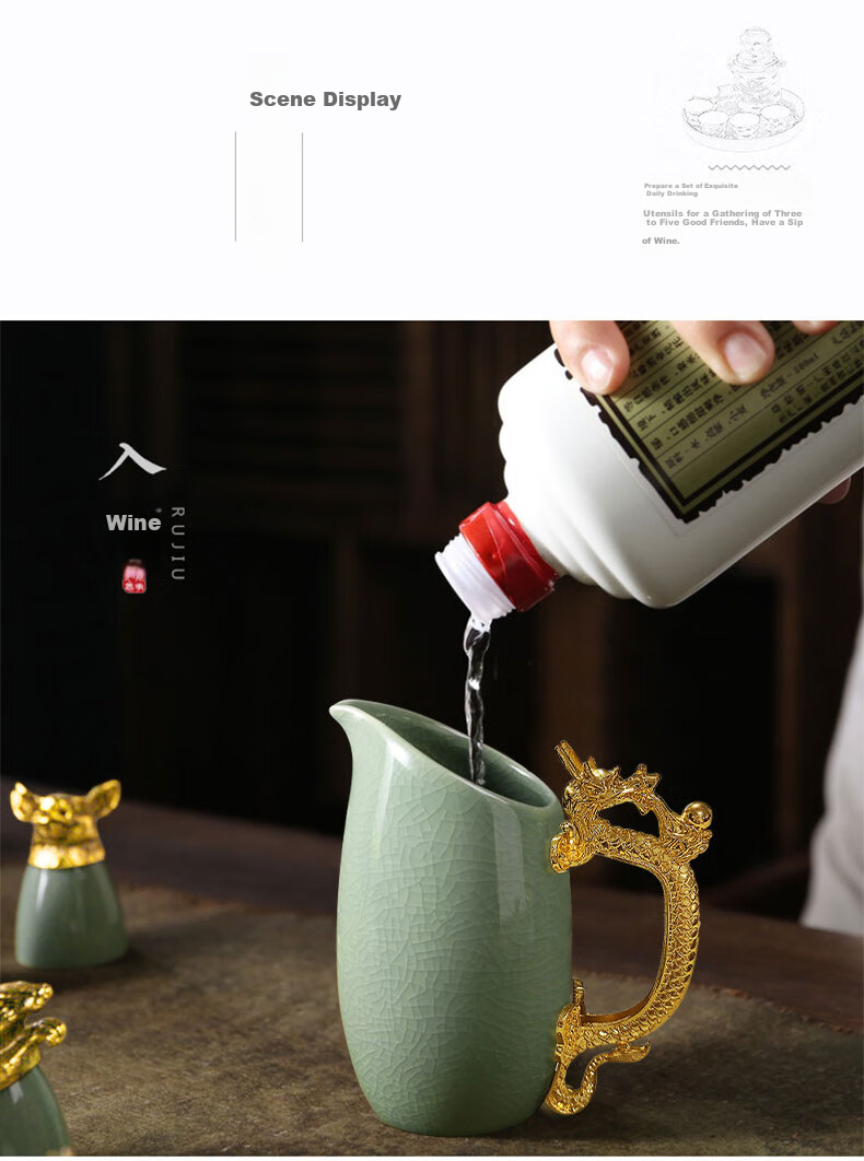 Canjiangjun Ceramic Liquor Cup Set with Twelve Zodiac Design, Teacher's Day Wine Decanter Gift Box Set 7