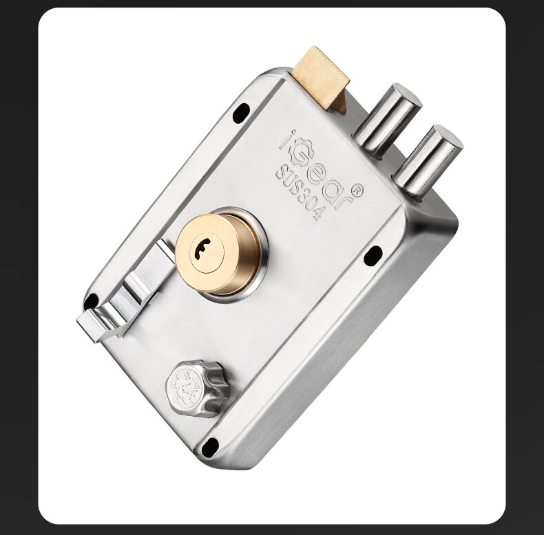 IGear Old-Style Door Lock, B-Grade Anti-Theft Exterior Door Lock, 304 Stainless Steel Wooden Door Iron Thickened Lock Body, Indoor Door Lock, Brushed Right Opening 15