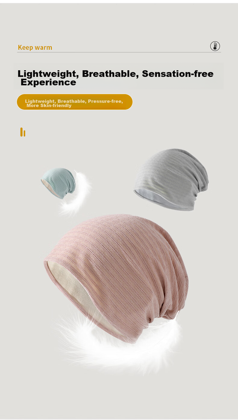 Nanjiren Men's Sleep Cap, Spring And Autumn Thin Style, Closed-Front Hairless Cap, Summer Air Conditioning Hat, Postpartum Hat for Women N2E3X829273, Flesh Pink 9