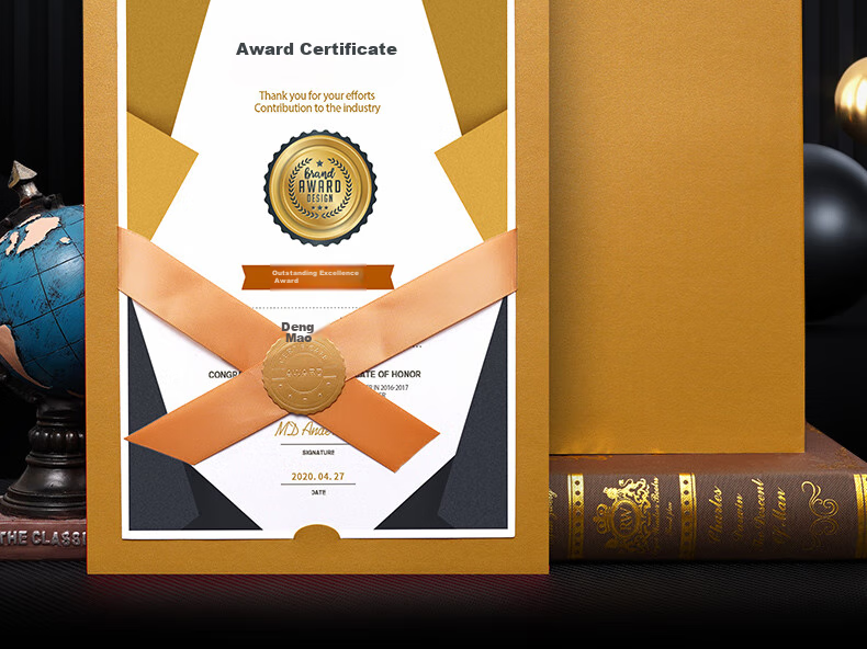 Weiji A4 Horizontal Ribbon Knot Honor Certificate, Appointment Letter, Graduation Certificate Cover, Customized European-Style Certificate, Award Certificate, Document Frame, Certificate Set, Wine Red, 406H-WRD/5 26