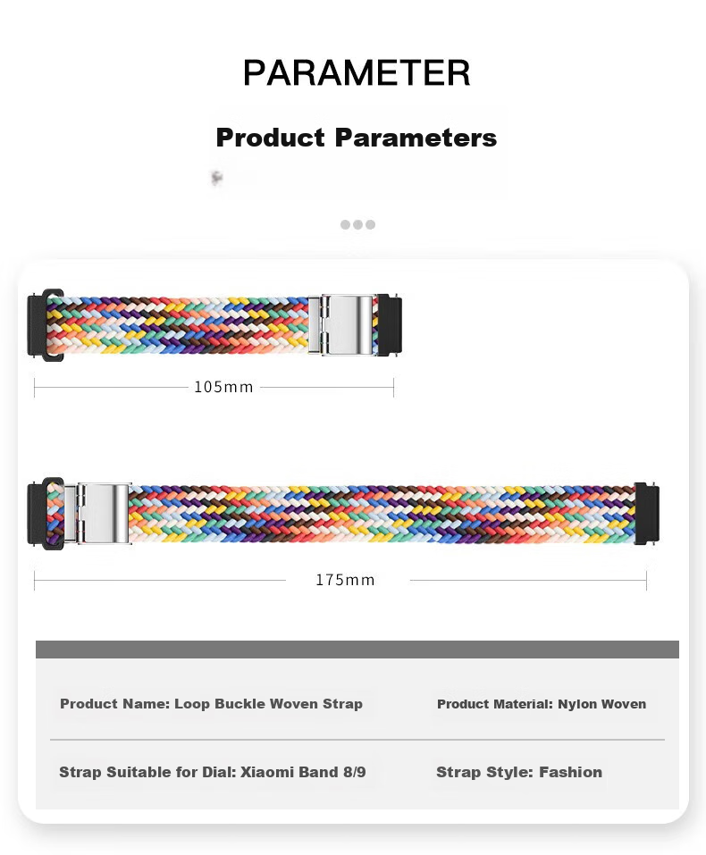 CHENSONG Compatible Nylon Woven Strap for Xiaomi Band 11/8/9/10/NFC, Universal Wristband, Sports Strap for Men And Women, Autumn And Winter Warm Breathable Loop Wristband, Black 6