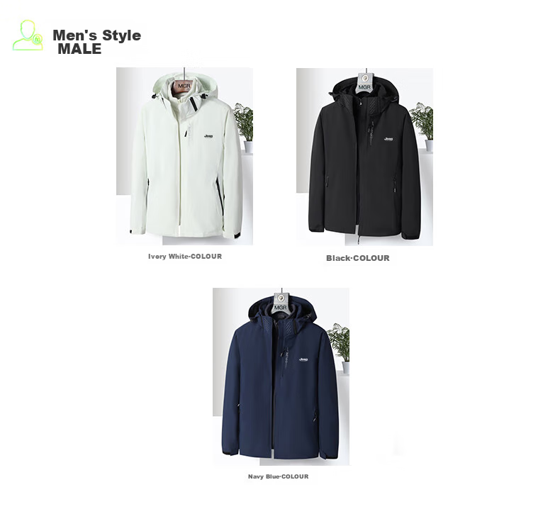 JEEP SPIRIT Men's Windbreaker Jacket for Spring, Autumn And Winter, Thickened Three-In Sports Mountaineering Coat, Black, XL 5