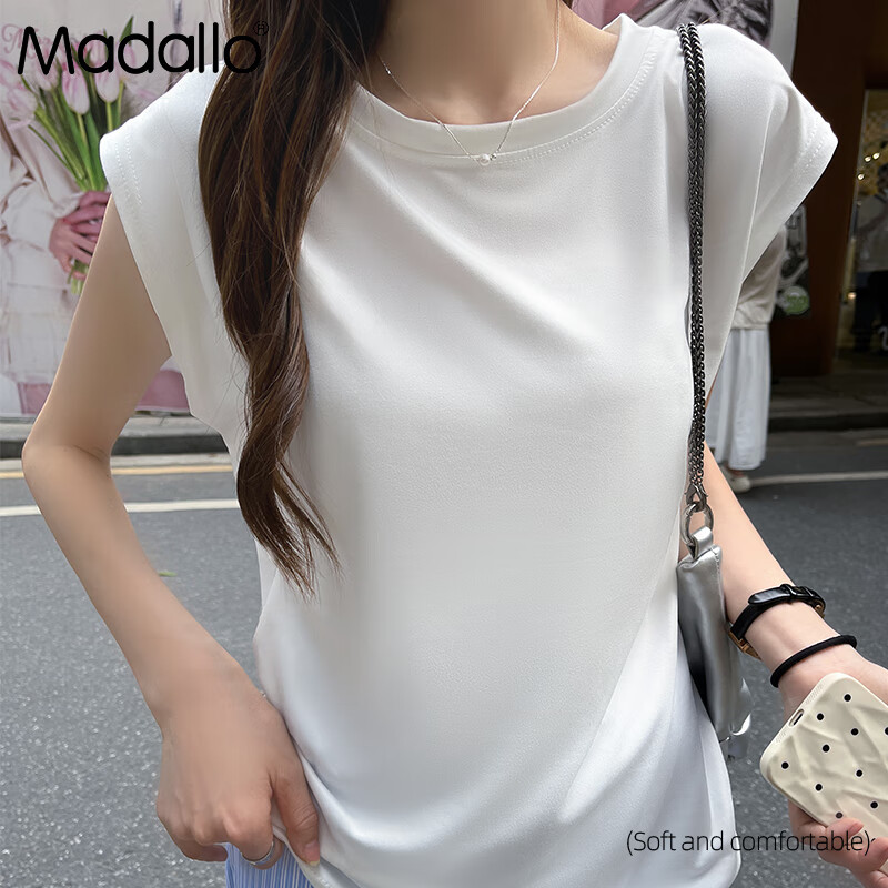 Modal White Loose Fit Tank Top Women Round Neck Racerback Sleeveless Shirt Outerwear Innerwear Base Layer All Seasons Plus Size