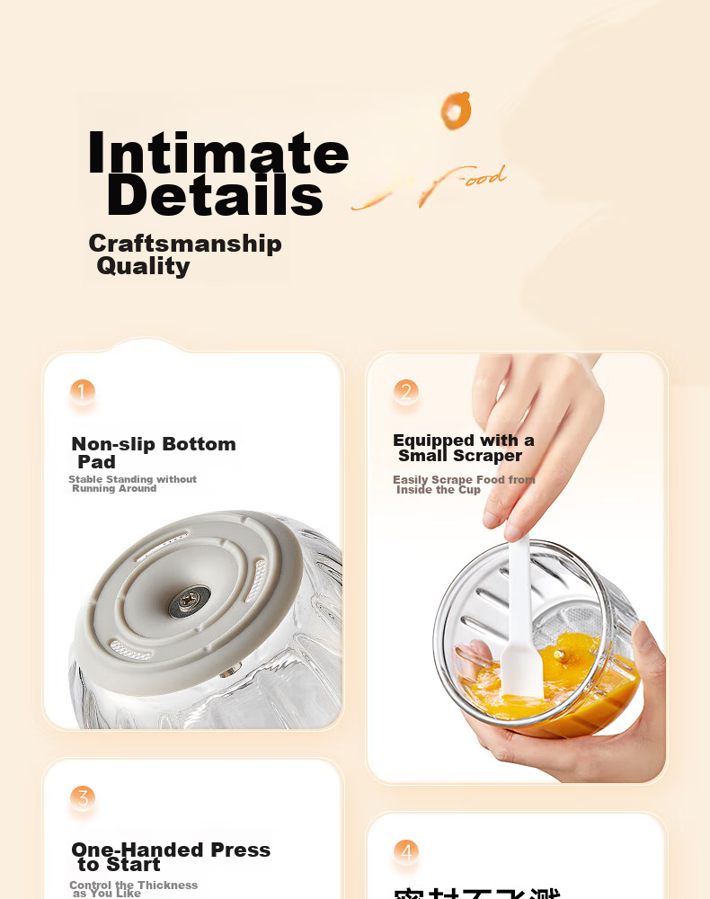 Bear Baby Food Processor, Multifunctional Small Mini Grinder And Blender, Garlic Masher, 8 Blades Single Cup Single Blade 22