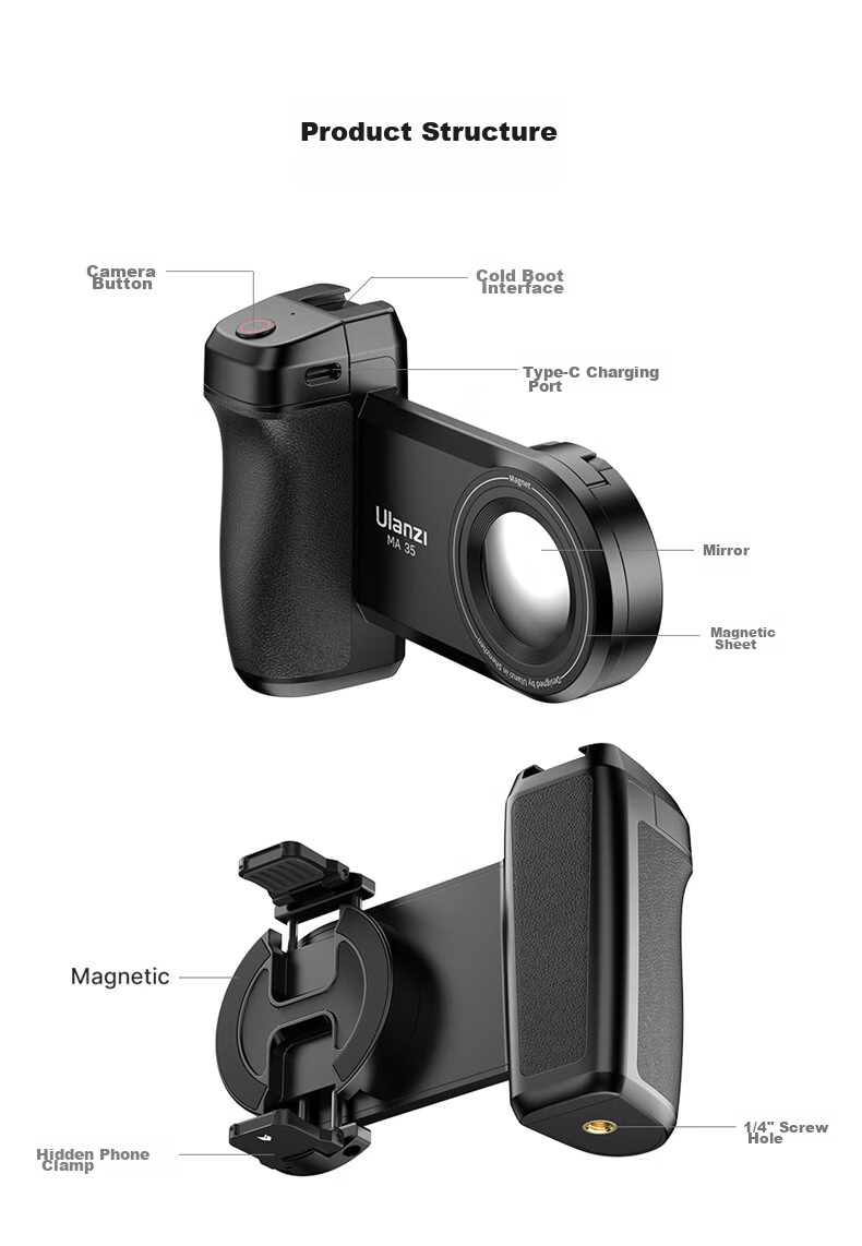 Ulanzi MA35 Magnetic Horizontal And Vertical Phone Bluetooth Stabilizer Remote Control Handheld Steady Cam for Photography, Video Recording, Selfie, Vlog, Anti-Shake Travel Photography Gadget 16
