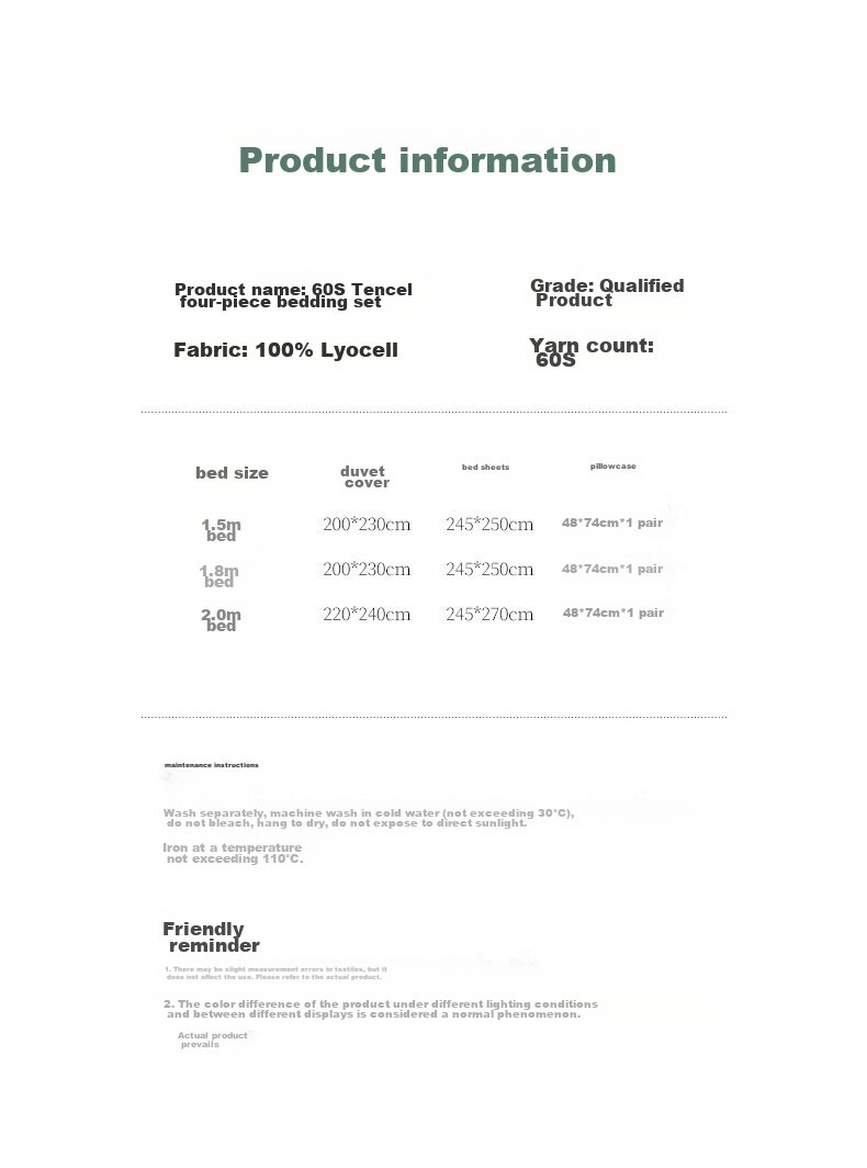 La Torretta Tencel Four-Piece Bedding Set, 60s Lyocell Ice Silk Summer Bedding Duvet Cover And Sheet Set, Stream Green, for 1.8/2.0 Meter Bed 12