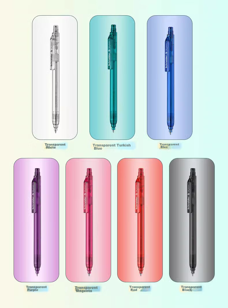 Schneider Gel Pen, 0.5mm, Black, Quick-Drying, Large Capacity, Retractable, Signing Pen, Writing Pen, Exam Pen, Office Meeting Pen - Sika Tong Transparent Black 4