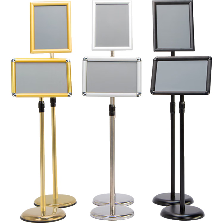 Oumai Floor Stand Sign, A4 Silver Rounded Corner, Adjustable Height Rotating Advertising Board, Conference Sign, Water Sign, Standing Display Rack, Workshop Warehouse Location Sig