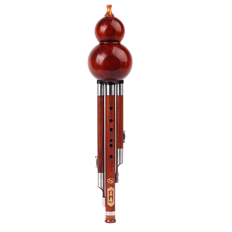 Minsine All Rosewood Three-Tone Hulusi in B-Flat Key, Professional Performance, Grading Exam, Ethnic Wind Instrument, Collectible Gift