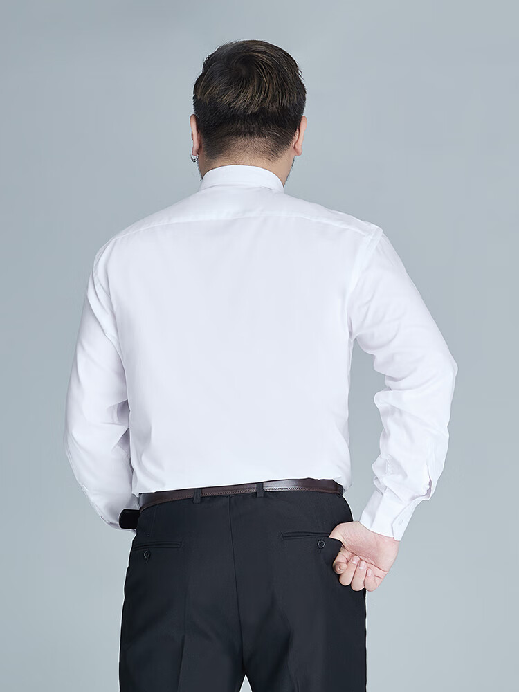 Ayoupang Large Size Bamboo Fiber Long-Sleeve Shirt for Men, Casual Business Loose Elastic Plus Size Wrinkle-Resistant Non-Iron Undershirt 9