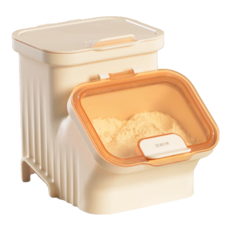Home Elements Sealed Insect-proof Moisture-proof Rice Storage Box Rice Barrel Flour Large Capacity Grain Storage Bucket 10kg Creamy Rice