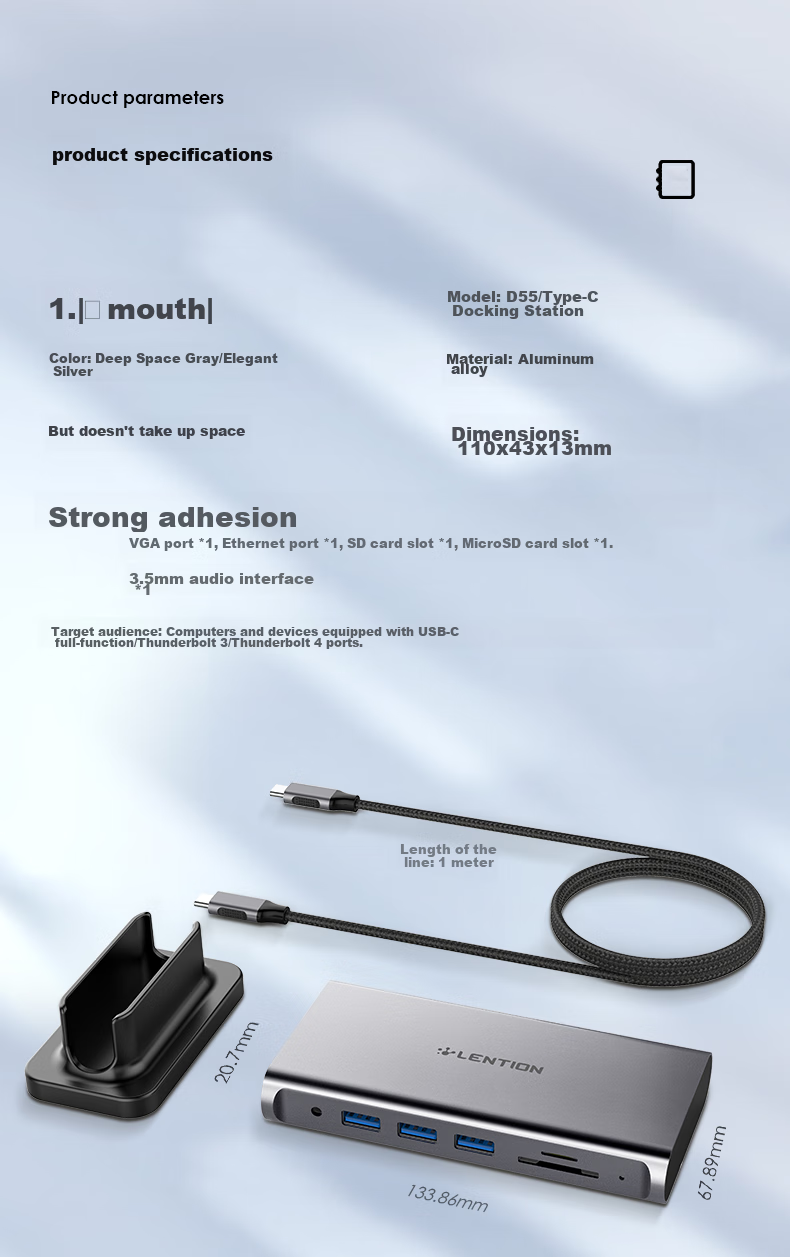 LENTION Compatible with Apple Laptops, Type-C Expansion Dock, USB 3.0 Hub, HDMI 4K Screen Mirroring Converter, Splitter Adapter, SD/TF Card Reader 15