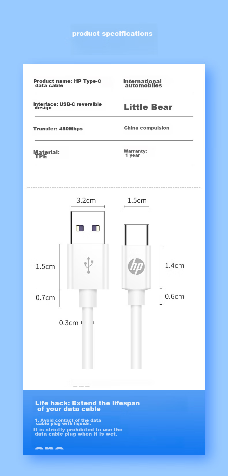 HP Type-C Data Cable 5A, Huawei Super Fast Charging for Mate30/P40pro, Android Phone Charging Cable 12