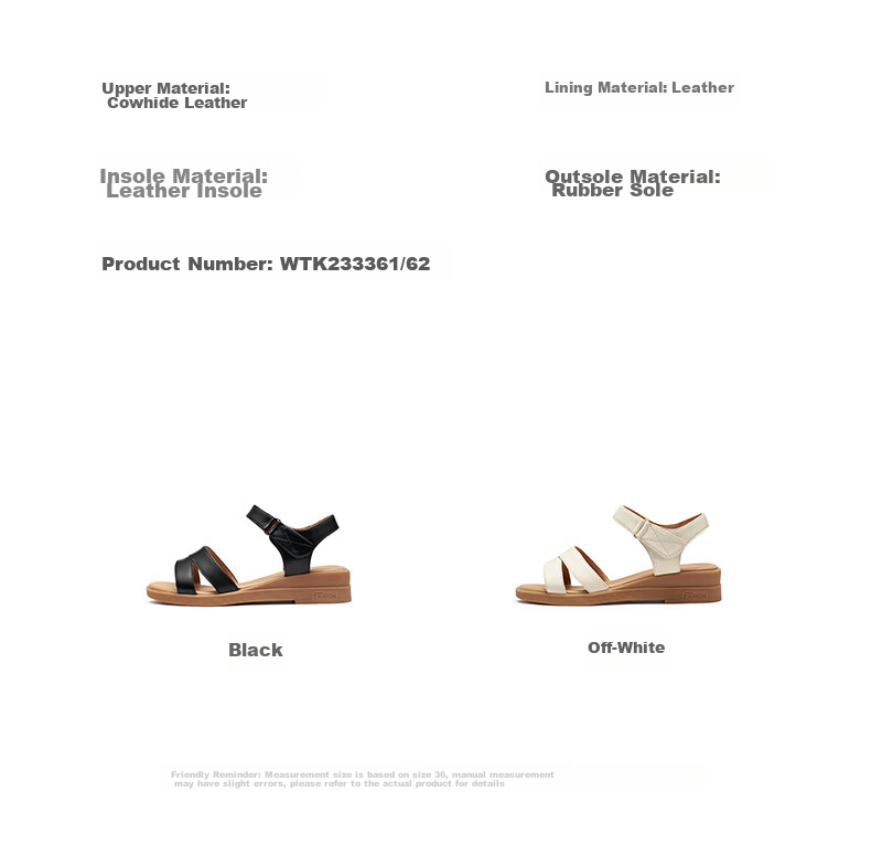 RED DRAGONFLY Genuine Leather Mom Sandals, Summer Comfortable Soft-Soled Shoes for Middle-Aged And Elderly, WTK23336, Beige, Size 35 7