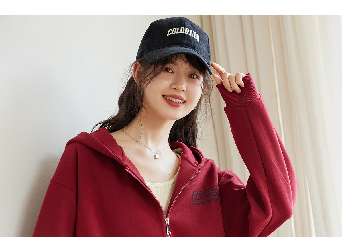 Halo Queen Women's Hoodie Jacket, Zip-Up Sweatshirt, New Year Red Outfit Top H143U1004 18