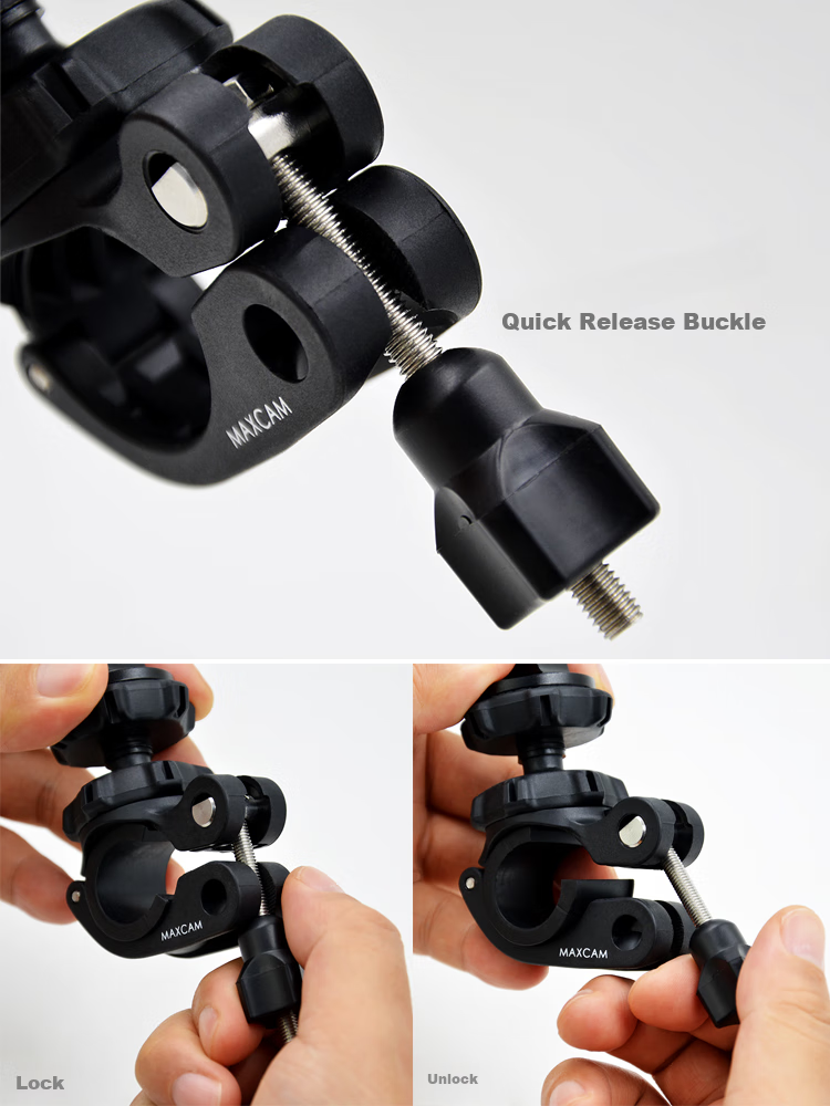 MAXCAM, Suitable for Insta360 X4 Motorcycle Aluminum Alloy Windshield Clip Mounting Bracket, Riding Clip Accessory 7