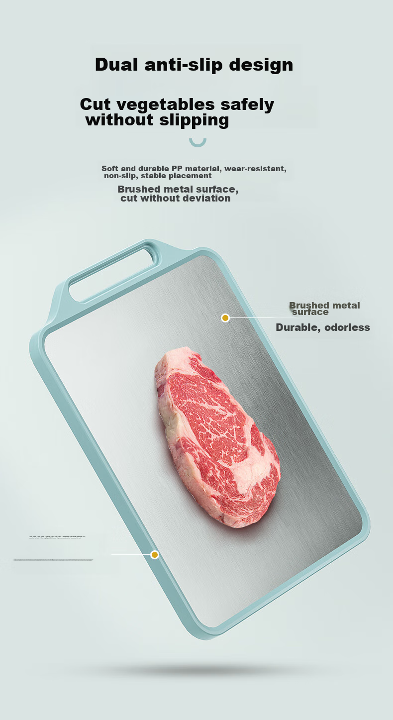 PINYU Cutting Board, Household Antibacterial And Anti-Mold Chopping Board, Double-Sided Sticky Board, Kitchen Stainless Steel Cutting Board, Fruit Knife Board, Butcher Block 9