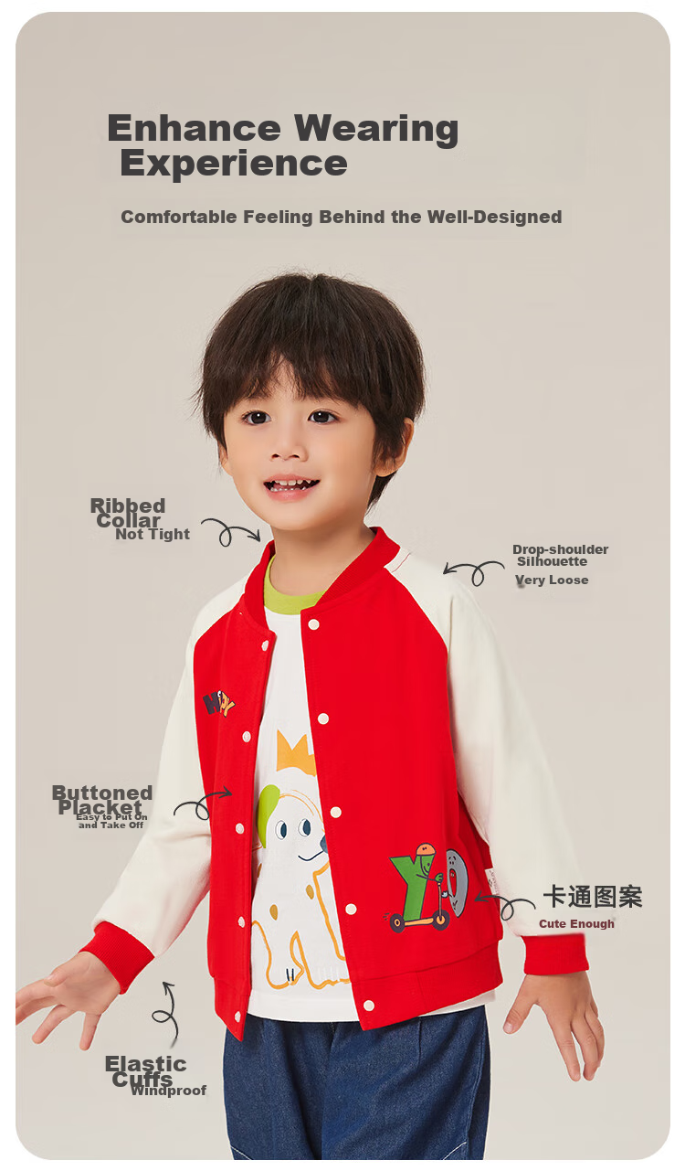 YUZHAOLIN Children's Jacket, Baby Baseball Jacket, Boys' Short Outerwear for Going Out, Casual Clothing for Young And Older Kids, Children's Wear 5