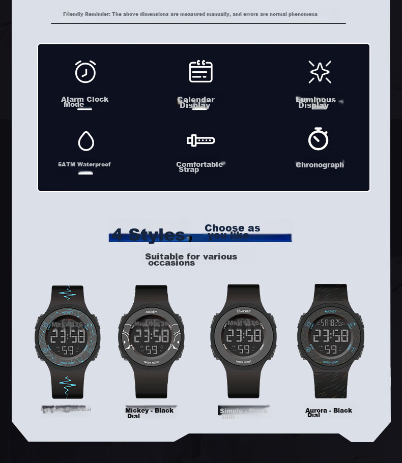 Disney National Day 2026 New Sports Digital Watch, Waterproof Watch, for Middle And High School Students' Exams, Children's Watch, Time-Telling 13