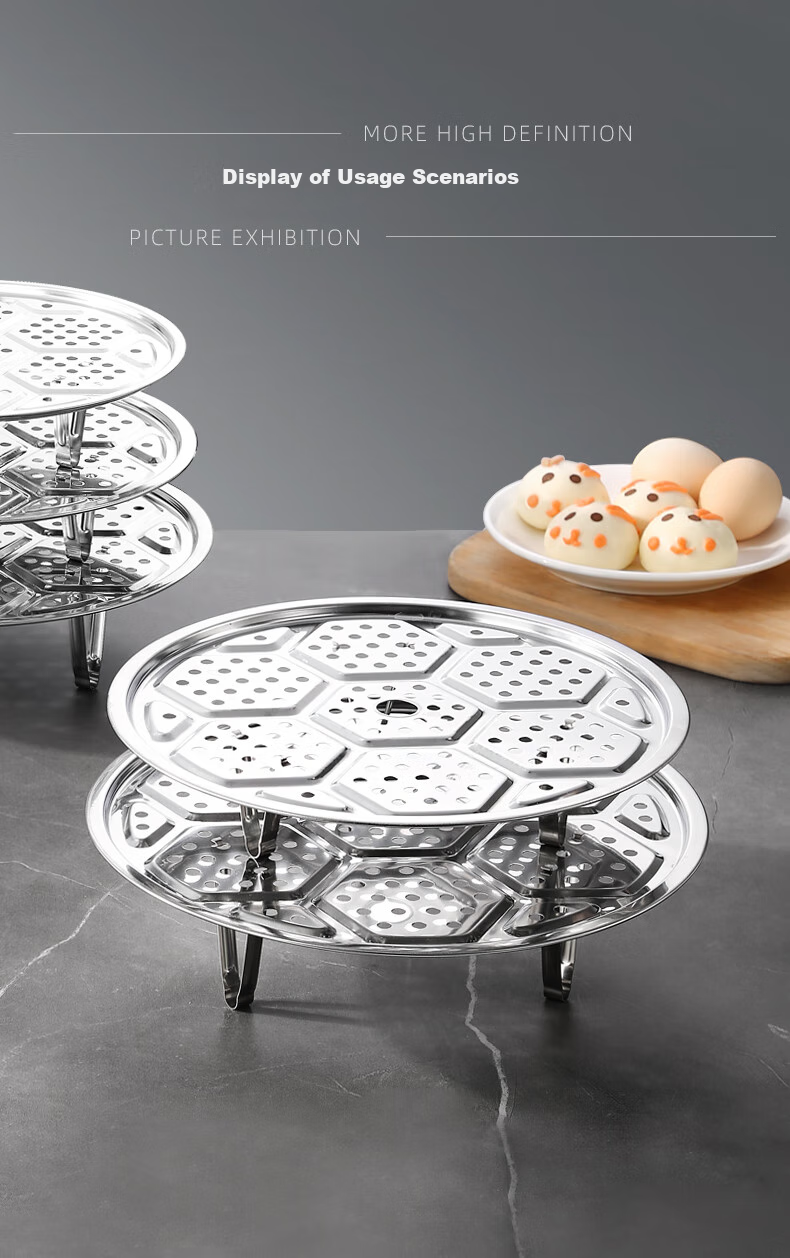 Newair Stainless Steel Steamer Rack, Household Steamer Pot, Wok Steaming Tray, Double Boiler Steaming Rack, Thickened Plate Steaming Stand 12