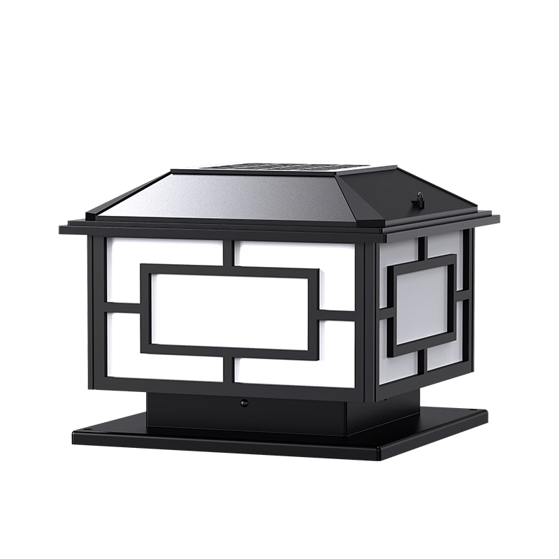 Intelamp Solar Wall Column Light, Outdoor Courtyard Gate Column Light, Villa Garden Exterior Waterproof Chinese-Style LED Column Light