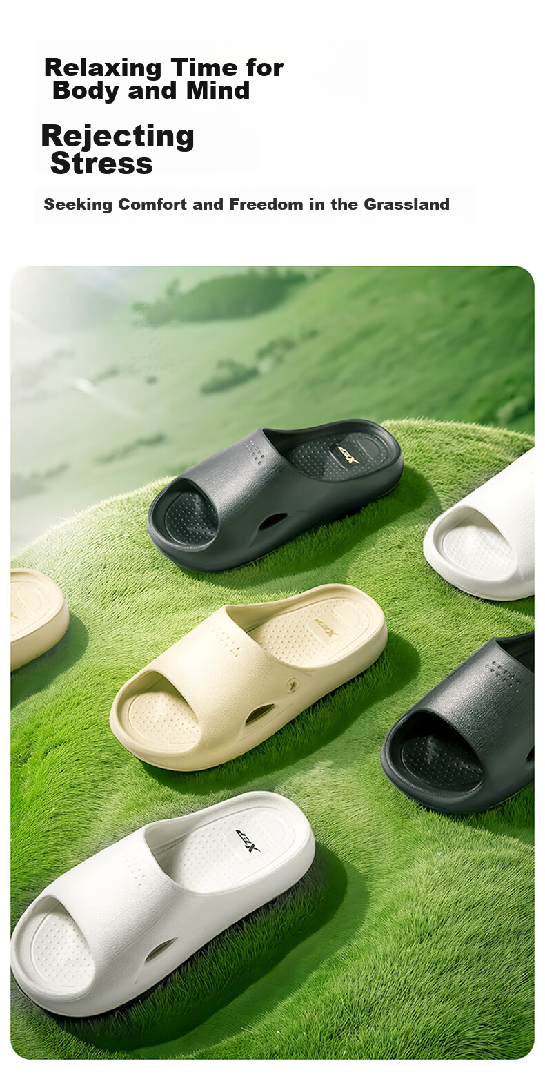 XTEP Sports Slippers for Men, Single-Strap Sandals, Summer Outdoor Wear, Couple Slippers, A043, White, Size 42-43 8