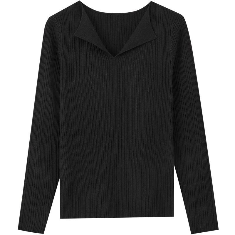 Dme [French Workplace OOTD] Summer Cloud-Feel Lightweight Lapel Sweater, Simple Style Long-Sleeve Knit Top for Wome