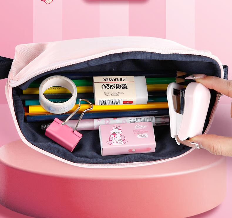 Touch Fish Stapler Cartoon Mini Set Cute Mini Student Stationery Flower Shop Floral Multi-Functional Binding Machine Stapler Exam Paper Stapler Pink 9