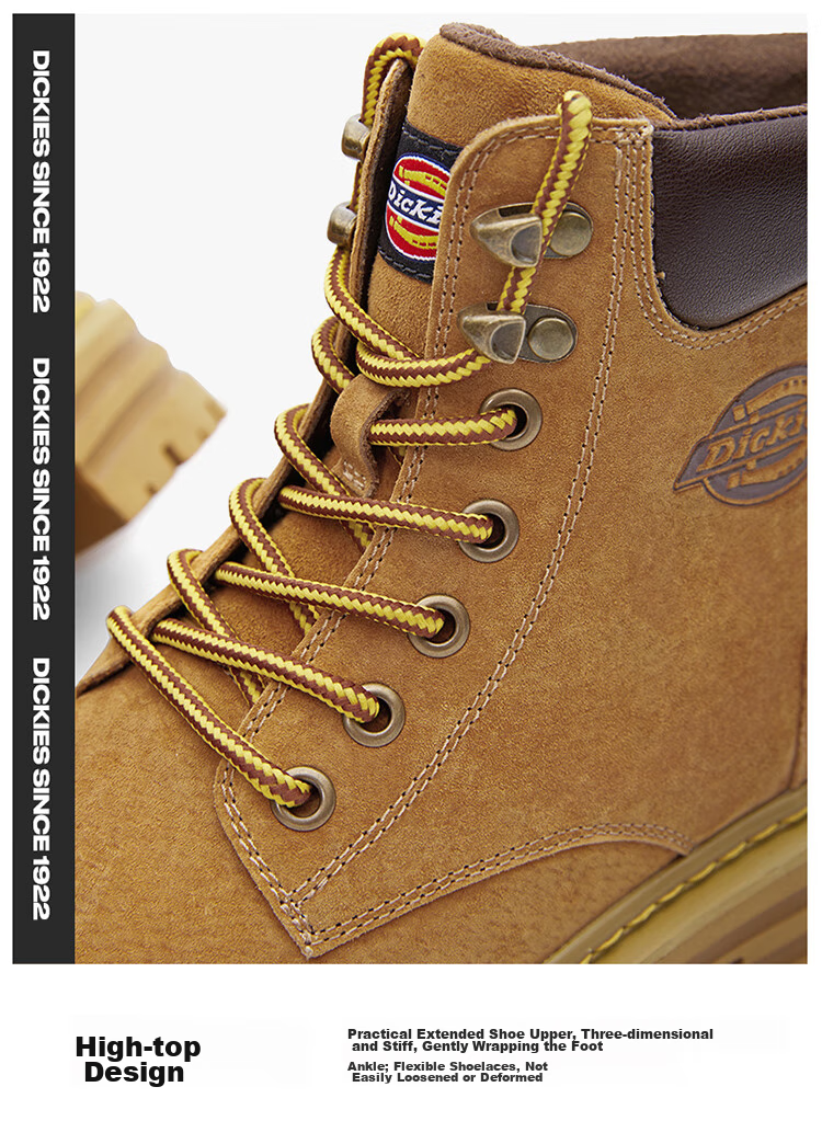 Dickies Women's High-Top Martin Boots, Fashionable Couple Boots, Versatile Work Boots for Women, Khaki, Unisex Style - Size 38 9