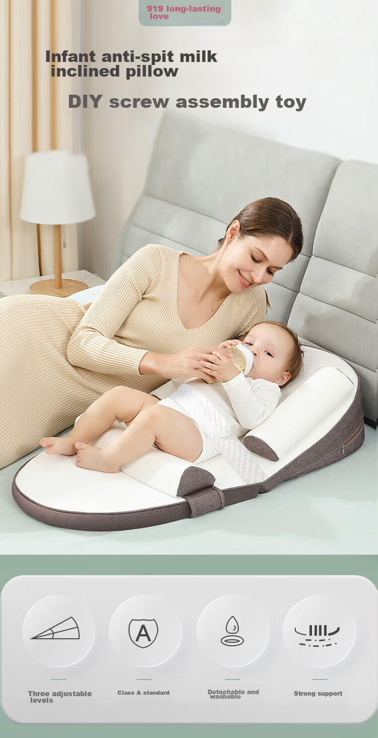 9I9 Baby Anti-Reflux Ramp Pad, Newborn Ramp Pillow for Feeding, Breastfeeding Pillow for Infants, A250 Coffee 1