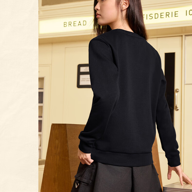 361° Women's Sweatshirt, Spring Fleece-Lined Jacket, Sports Casual Round Neck Long-Sleeve Pullover Top, 662344801D-2 23